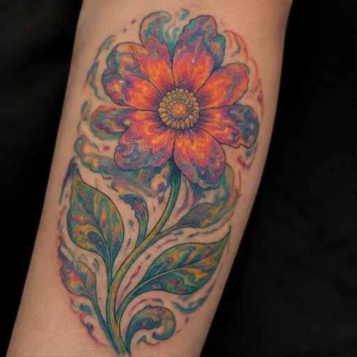 Psychedelic flower · forearm, in daylight