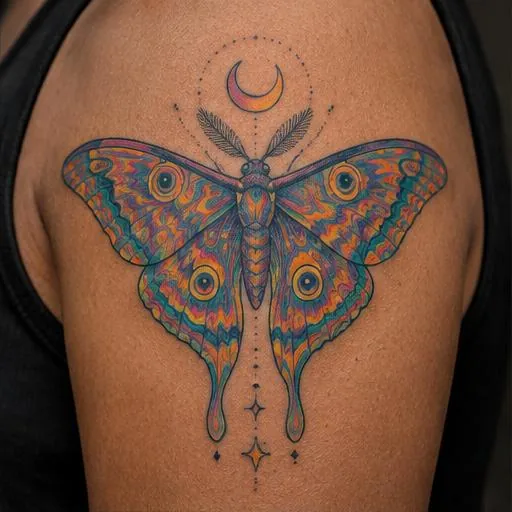 Prismatic moth · upper arm, in daylight